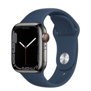 Apple Watch Series 7 GPS + Cellular 41mm Graphite Stainless Steel Case with Abyss Blue Sport Band