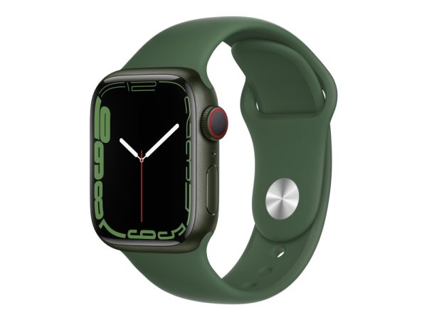 Apple Watch Series 7 (Gps + Cellular) - 41 Mm - Grøn Aluminium - Smart Ur Med Sportsbånd - Fluoroelastomer - Kløver - Båndstørrelse: Almindelig - 32