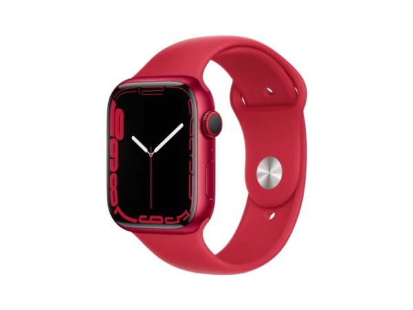 Apple Watch Series 7 (Gps + Cellular) - (Product) Red - 45 Mm - Rød Aluminium - Smart Ur Med Sportsbånd - Fluoroelastomer - Rød - Båndstørrelse: Almi