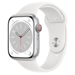 Apple Watch Series 8 GPS + Cellular 45mm Silver Aluminium Case with White Sport Band