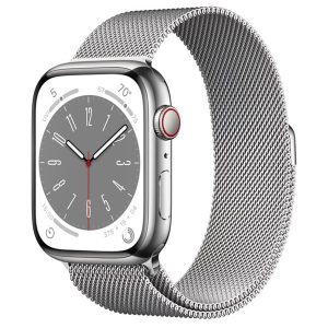 Apple Watch Series 8 GPS + Cellular 45mm Silver Stainless Steel Case with Silver Milanese Loop