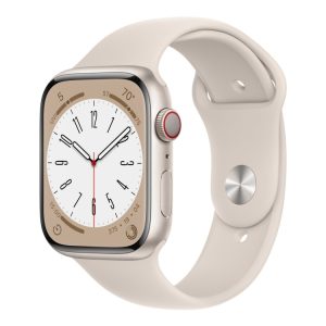 Apple Watch Series 8 (Gps + Cellular) - 45 Mm - Stjernelys-Aluminium - Smart Ur Med Sportsbånd - Fluoroelastomer - Stjernelys - Båndstørrelse: Almind