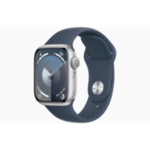 Apple Watch Series 9 GPS 41mm - Silver Aluminium Case with Storm Blue Sport Band - S/M