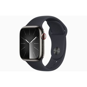 Apple Watch Series 9 GPS + Cellular 41mm - Graphite Stainless Steel Case with Midnight Sport Band - M/L