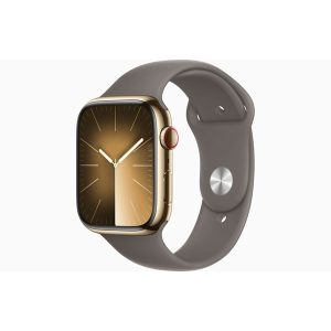 Apple Watch Series 9 GPS + Cellular 45mm - Gold Stainless Steel Case with Clay Sport Band - M/L