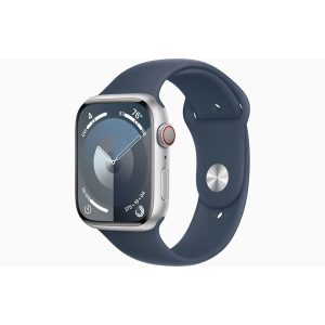 Apple Watch Series 9 GPS + Cellular 45mm - Silver Aluminium Case with Storm Blue Sport Band - M/L