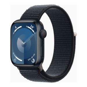 Apple Watch Series 9 (Gps) - 41 Mm - Midnatsaluminium - Smart Ur Med Sportsløkke - Blød Dobbeltlagsnylon - Midnat - 64 Gb - Wi-Fi, Bluetooth, Uwb - 3