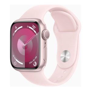 Apple Watch Series 9 (Gps) - 41 Mm - Pink Aluminium - Smart Ur Med Sportsbånd - Fluoroelastomer - Lys Pink - Båndstørrelse: M/L - 64 Gb - Wi-Fi, Blue