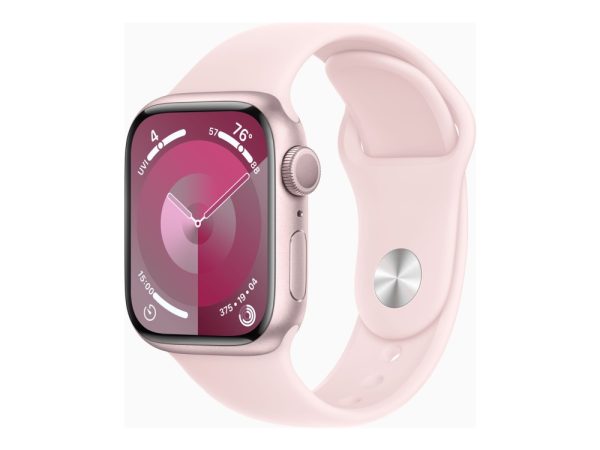 Apple Watch Series 9 (Gps) - 41 Mm - Pink Aluminium - Smart Ur Med Sportsbånd - Fluoroelastomer - Lys Pink - Båndstørrelse: M/L - 64 Gb - Wi-Fi, Blue