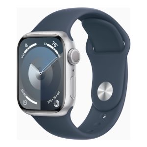 Apple Watch Series 9 (Gps) - 41 Mm - Sølvaluminium - Smart Ur Med Sportsbånd - Fluoroelastomer - Stormblå - Båndstørrelse: M/L - 64 Gb - Wi-Fi, Bluet