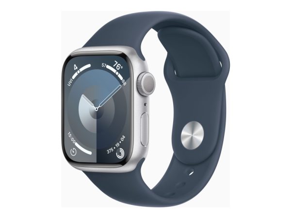 Apple Watch Series 9 (Gps) - 41 Mm - Sølvaluminium - Smart Ur Med Sportsbånd - Fluoroelastomer - Stormblå - Båndstørrelse: M/L - 64 Gb - Wi-Fi, Bluet