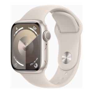 Apple Watch Series 9 (Gps) - 41 Mm - Stjernelys-Aluminium - Smart Ur Med Sportsbånd - Fluoroelastomer - Stjernelys - Båndstørrelse: S/M - 64 Gb - Wi-