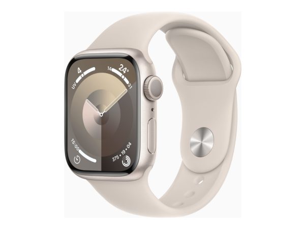 Apple Watch Series 9 (Gps) - 41 Mm - Stjernelys-Aluminium - Smart Ur Med Sportsbånd - Fluoroelastomer - Stjernelys - Båndstørrelse: S/M - 64 Gb - Wi-