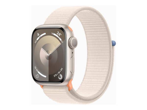 Apple Watch Series 9 (Gps) - 41 Mm - Stjernelys-Aluminium - Smart Ur Med Sportsløkke - Blød Dobbeltlagsnylon - Stjernelys - 64 Gb - Wi-Fi, Bluetooth,