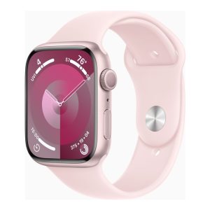 Apple Watch Series 9 (Gps) - 45 Mm - Pink Aluminium - Smart Ur Med Sportsbånd - Fluoroelastomer - Lys Pink - Båndstørrelse: M/L - 64 Gb - Wi-Fi, Blue