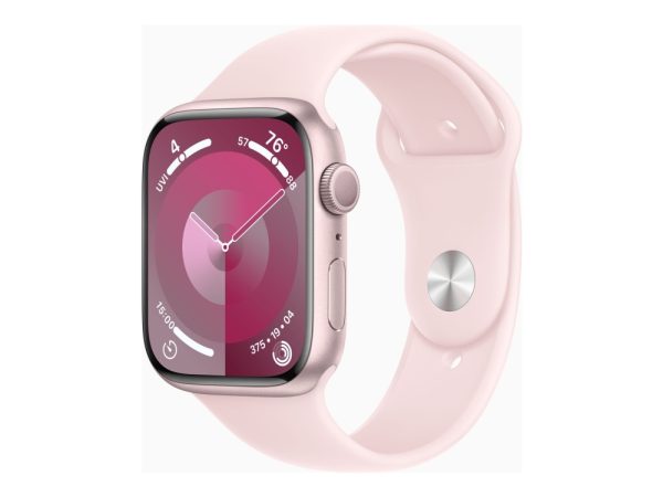 Apple Watch Series 9 (Gps) - 45 Mm - Pink Aluminium - Smart Ur Med Sportsbånd - Fluoroelastomer - Lys Pink - Båndstørrelse: M/L - 64 Gb - Wi-Fi, Blue