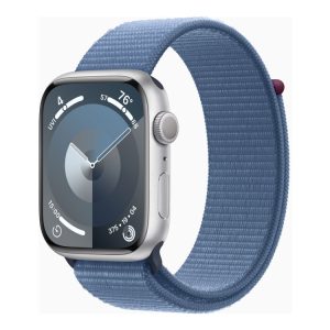 Apple Watch Series 9 (Gps) - 45 Mm - Sølvaluminium - Smart Ur Med Sportsløkke - Blød Dobbeltlagsnylon - Vinterblå - 64 Gb - Wi-Fi, Bluetooth, Uwb - 3