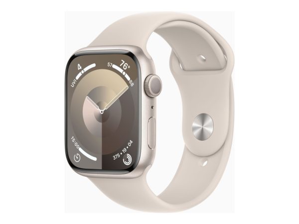 Apple Watch Series 9 (Gps) - 45 Mm - Stjernelys-Aluminium - Smart Ur Med Sportsbånd - Fluoroelastomer - Stjernelys - Båndstørrelse: M/L - 64 Gb - Wi-