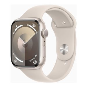 Apple Watch Series 9 (Gps) - 45 Mm - Stjernelys-Aluminium - Smart Ur Med Sportsbånd - Fluoroelastomer - Stjernelys - Båndstørrelse: S/M - 64 Gb - Wi-