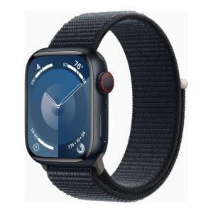 Apple Watch Series 9 (Gps + Cellular) - 41 Mm - Midnatsaluminium - Smart Ur Med Sportsløkke - Blød Dobbeltlagsnylon - Midnat - 64 Gb - Wi-Fi, Bluetoo