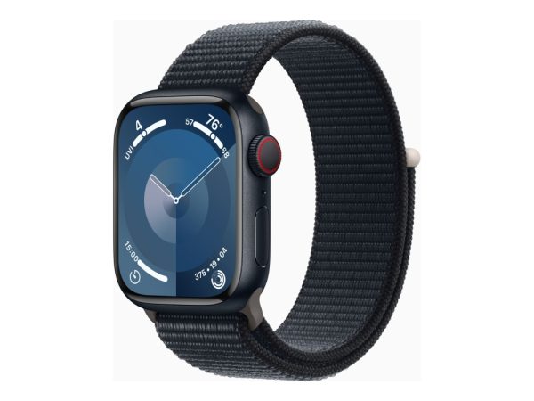 Apple Watch Series 9 (Gps + Cellular) - 41 Mm - Midnatsaluminium - Smart Ur Med Sportsløkke - Blød Dobbeltlagsnylon - Midnat - 64 Gb - Wi-Fi, Bluetoo