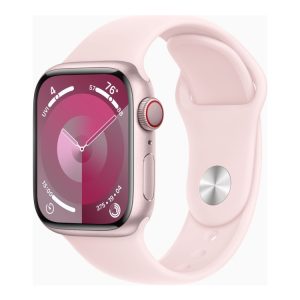 Apple Watch Series 9 (Gps + Cellular) - 41 Mm - Pink Aluminium - Smart Ur Med Sportsbånd - Fluoroelastomer - Lys Pink - Båndstørrelse: M/L - 64 Gb -