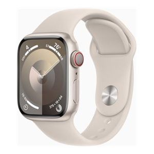 Apple Watch Series 9 (Gps + Cellular) - 41 Mm - Stjernelys-Aluminium - Smart Ur Med Sportsbånd - Fluoroelastomer - Stjernelys - Båndstørrelse: M/L -