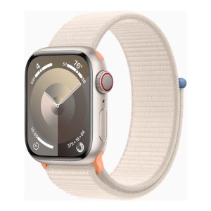 Apple Watch Series 9 (Gps + Cellular) - 41 Mm - Stjernelys-Aluminium - Smart Ur Med Sportsløkke - Blød Dobbeltlagsnylon - Stjernelys - 64 Gb - Wi-Fi,