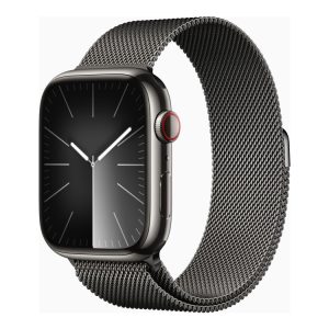 Apple Watch Series 9 (Gps + Cellular) - 45 Mm - Grafit Rustfrit Stål - Smart Ur Med Milanesisk Løkke - 64 Gb - Wi-Fi, Bluetooth, Uwb, Lte - 4G - 51.5