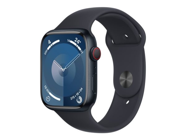 Apple Watch Series 9 (Gps + Cellular) - 45 Mm - Midnatsaluminium - Smart Ur Med Sportsbånd - Fluoroelastomer - Midnat - Båndstørrelse: S/M - 64 Gb -