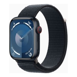 Apple Watch Series 9 (Gps + Cellular) - 45 Mm - Midnatsaluminium - Smart Ur Med Sportsløkke - Blød Dobbeltlagsnylon - Midnat - 64 Gb - Wi-Fi, Bluetoo