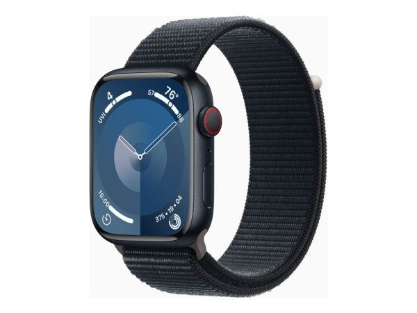 Apple Watch Series 9 (Gps + Cellular) - 45 Mm - Midnatsaluminium - Smart Ur Med Sportsløkke - Blød Dobbeltlagsnylon - Midnat - 64 Gb - Wi-Fi, Bluetoo