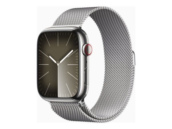 Apple Watch Series 9 (Gps + Cellular) - 45 Mm - Sølv Rustfrit Stål - Smart Ur Med Milanesisk Løkke - 64 Gb - Wi-Fi, Bluetooth, Uwb, Lte - 4G - 51.5 G