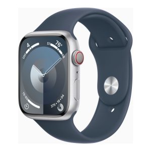 Apple Watch Series 9 (Gps + Cellular) - 45 Mm - Sølvaluminium - Smart Ur Med Sportsbånd - Fluoroelastomer - Stormblå - Båndstørrelse: M/L - 64 Gb - W