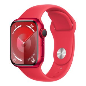 Apple Watch Series 9 (Gps + Cellular) - (Product) Red - 41 Mm - Rød Aluminium - Smart Ur Med Sportsbånd - Fluoroelastomer - Rød - Båndstørrelse: M/L