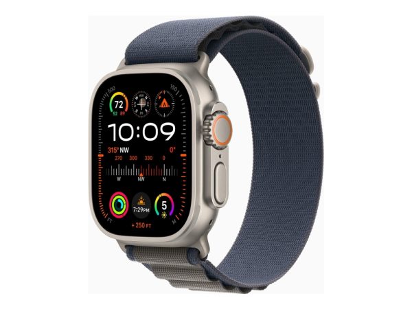 Apple Watch Ultra 2 - 49 Mm - Titanium - Smart Ur Med Alpine Loop - Tekstil - Blå - Båndstørrelse: L - 64 Gb - Lte, Wi-Fi, Bluetooth, Uwb - 4G - 61.4