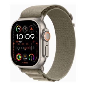 Apple Watch Ultra 2 - 49 Mm - Titanium - Smart Ur Med Alpine Loop - Tekstil - Oliven - Båndstørrelse: L - 64 Gb - Lte, Wi-Fi, Bluetooth, Uwb - 4G - 6