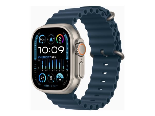 Apple Watch Ultra 2 - 49 Mm - Titanium - Smart Ur Med Ocean-Bånd - Fluoroelastomer - Blå - Håndledsstørrelse: 130-200 Mm - 64 Gb - Lte, Wi-Fi, Blueto