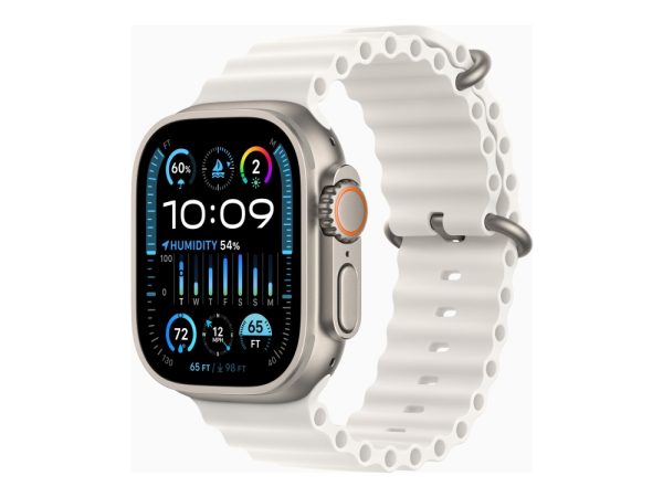 Apple Watch Ultra 2 - 49 Mm - Titanium - Smart Ur Med Ocean-Bånd - Fluoroelastomer - Hvid - Håndledsstørrelse: 130-200 Mm - 64 Gb - Lte, Wi-Fi, Bluet