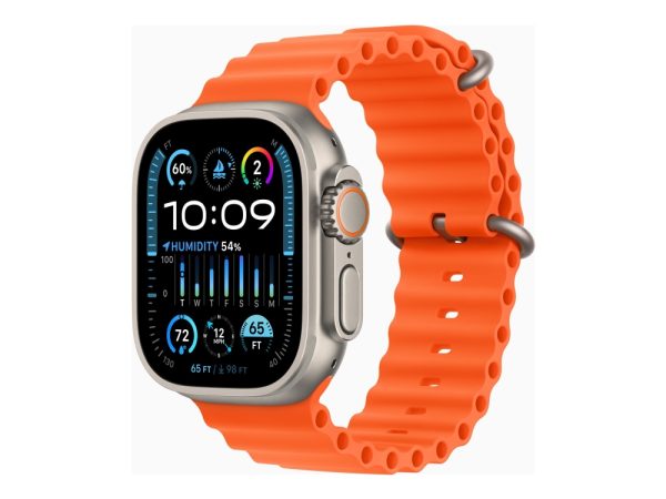 Apple Watch Ultra 2 - 49 Mm - Titanium - Smart Ur Med Ocean-Bånd - Fluoroelastomer - Orange - Håndledsstørrelse: 130-200 Mm - 64 Gb - Lte, Wi-Fi, Blu