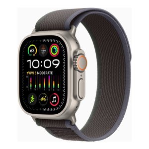 Apple Watch Ultra 2 - 49 Mm - Titanium - Smart Ur Med Trail Loop - Nylonflet - Blå/Sort - Båndstørrelse: M/L - 64 Gb - Lte, Wi-Fi, Bluetooth, Uwb - 4