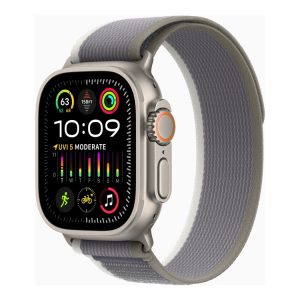 Apple Watch Ultra 2 - 49 Mm - Titanium - Smart Ur Med Trail Loop - Nylonflet - Grøn/Grå - Båndstørrelse: M/L - 64 Gb - Lte, Wi-Fi, Bluetooth, Uwb - 4