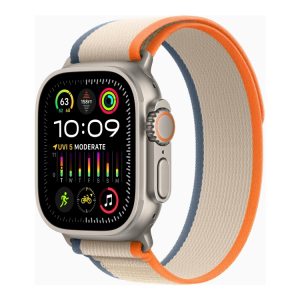 Apple Watch Ultra 2 - 49 Mm - Titanium - Smart Ur Med Trail Loop - Nylonflet - Orange/Beige - Båndstørrelse: M/L - 64 Gb - Lte, Wi-Fi, Bluetooth, Uwb