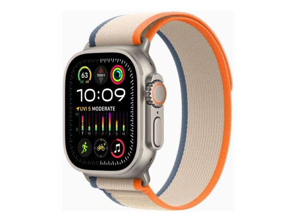 Apple Watch Ultra 2 - 49 Mm - Titanium - Smart Ur Med Trail Loop - Nylonflet - Orange/Beige - Båndstørrelse: M/L - 64 Gb - Lte, Wi-Fi, Bluetooth, Uwb