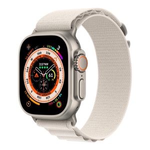 Apple Watch Ultra - 49 Mm - Titanium - Smart Ur Med Alpine Loop - Tekstil - Stjernelys - Båndstørrelse: S - 32 Gb - Wi-Fi, Lte, Uwb, Bluetooth - 4G -