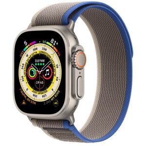 Apple Watch Ultra GPS + Cellular 49mm Titanium Case with Blue/Gray Trail Loop - S/M