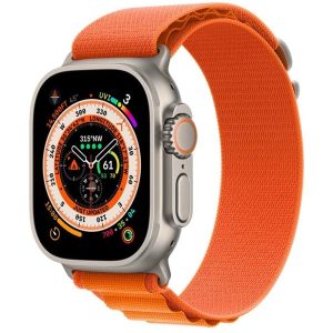 Apple Watch Ultra GPS + Cellular 49mm Titanium Case with Orange Alpine Loop - Medium