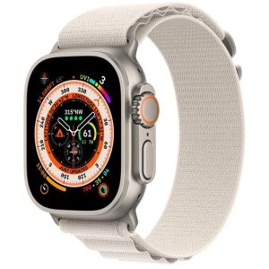 Apple Watch Ultra GPS + Cellular 49mm Titanium Case with Starlight Alpine Loop - Medium