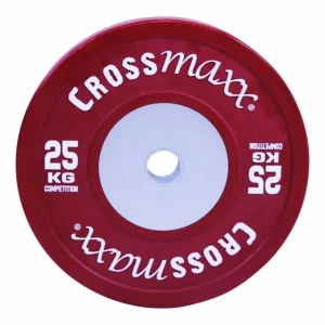 Crossmaxx Competition vægtskive 25 kg - rød. Af vulkaniseret gummi, slidstærk kvalitet. Til vægtløftning, crossfit og funktionel træning