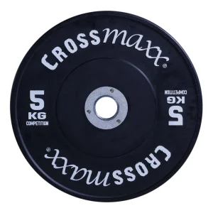 Crossmaxx Competition vægtskive 5 kg - sort. Af vulkaniseret gummi, slidstærk kvalitet. Til vægtløftning, crossfit og funktionel træning